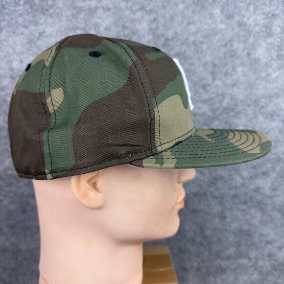 New Era Los Angeles Dodgers Camo Fitted Hat Size 7 1/8 Cotton Green & Brown - Picture 6 of 16